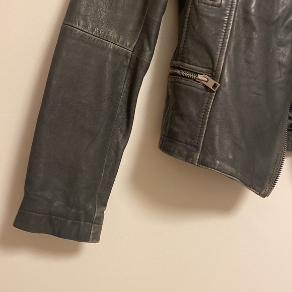 SOLD All Saints Charcoal Leather Moto Jacket - Picture 11 of 15
